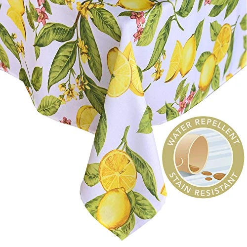Lemon Zest Botanical Print Indoor/Outdoor Fabric Tablecloth - Yellow Lemon Vine Soil Resistant, Water Repellent Fabric Tablecloth, 60 Inch X 120 Inch Oblong/Rectangular 7 Lemon Zest Botanical Print Indoor/Outdoor Fabric Tablecloth - Yellow Lemon Vine Soil Resistant, Water Repellent Fabric Tablecloth, 60 Inch X 120 Inch Oblong/Rectangular - Image 5