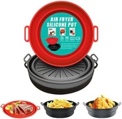 Silicone Air Fryer Liners,7.5in For Air Fryer3to5QT,3-Pack,Air Fryer Silicone Liners Reusable Foldable,Air Fryer Basket,Airfryer Liners Inserts For Oven Microwave Air Fryer Accessories(Red+Black+grey -Wilton Shop 51wpsRpLKYL. AC