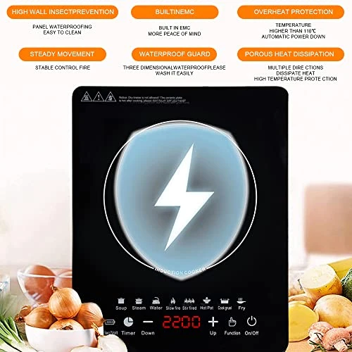 Portable Induction Burner, 2200W Electric Induction Countertop Burner With Touch Panel, 8 Cooking Preset Programs, Power & Temp Adjustable, LCD Display, Auto Pot Detection & Auto Shut-off, Hot Plate Cooker With 3-Hour Timer 6 Portable Induction Burner, 2200W Electric Induction Countertop Burner With Touch Panel, 8 Cooking Preset Programs, Power & Temp Adjustable, LCD Display, Auto Pot Detection & Auto Shut-off, Hot Plate Cooker With 3-Hour Timer - Image 4