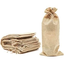 Wine Burlap Gift Bags With Drawstring (13 In, 24 Pack)