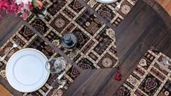 Rk Botanical Fleur Dining Table Tapestry Bundle - Set Of 8 Pieces Mughal Floral Ornate Colorful Black Cotton Linen Decor - 4 Placemats, 2 Table Runners, 2 Throw Pillow Covers (18197) 15 Rk Botanical Fleur Dining Table Tapestry Bundle - Set Of 8 Pieces Mughal Floral Ornate Colorful Black Cotton Linen Decor - 4 Placemats, 2 Table Runners, 2 Throw Pillow Covers (18197) -Wilton Shop 51x3zKF0okL