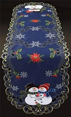 Holiday Christmas Table Runner Embroidered Snowman Snowflake Poinsettia Oval Dresser Scarf Blue Gold (15x34” Blue) Winter Decoration 17 Holiday Christmas Table Runner Embroidered Snowman Snowflake Poinsettia Oval Dresser Scarf Blue Gold (15x34” Blue) Winter Decoration -Wilton Shop 51x4t8fUQL. AC