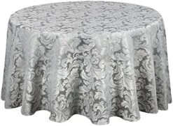 Scroll Damask Jacquard Tablecloth Polyester Fabric Water Resistant Spillproof Table Cover For Kitchen Dinning Wedding Banquet Party Tabletop Use (Rectangle/Oblong, 60 X 84 Inch, Beige) -Wilton Shop 51x95do7ZL. AC