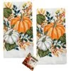 GENERIC Fall Kitchen Towels Oven 2Pc Set 100% Cotton Orange & White Pumpkins Berries And Leaves Autumn Harvest With Custom Magnet (2 Pc Towel Set) (OG-410-S) -Wilton Shop 51x9tDzpW5L