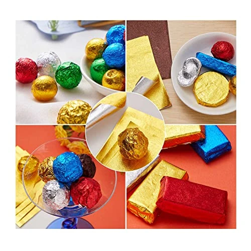 500pcs Chocolate Candy Wrappers Aluminium Foil Paper Wrapping Papers Square Sweets Lolly Paper Food Candy Tin Foil Wrappers For Candy Packaging Decoration (4 By 4-Inch) 5 Colors 7 500pcs Chocolate Candy Wrappers Aluminium Foil Paper Wrapping Papers Square Sweets Lolly Paper Food Candy Tin Foil Wrappers For Candy Packaging Decoration (4 By 4-Inch) 5 Colors - Image 5
