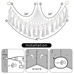 Ports Ball Storage Net Hammock For Hanging,Volleyballs Soccer Sport Equipment Organizer Storage Mesh,With Hook And Screw For Kids Bedroom Kids Room Playroom Storage (White) -Wilton Shop 51xBiNviUsL