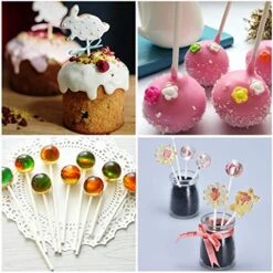 Lollipop Sticks,500 Pieces White Paper Treat Lollipop Sticks Lollipop Treat Sticks Sucker Stick For Cake Topper,Rainbow Candy, Cake Pops Chocolate (4 Inch) -Wilton Shop 51xFBgqbHcL