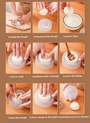 Chinese Style 2.4 Inch Baozi Maker Non-Stick Plastic Baozi Maker Steamer Dumpling Maker Handmade Bun Making Mold Pastry Pie Baozi Bun Cooking Tools Kitchen Baking Accessories (2 Pack) 4 Chinese Style 2.4 Inch Baozi Maker Non-Stick Plastic Baozi Maker Steamer Dumpling Maker Handmade Bun Making Mold Pastry Pie Baozi Bun Cooking Tools Kitchen Baking Accessories (2 Pack) - Image 2