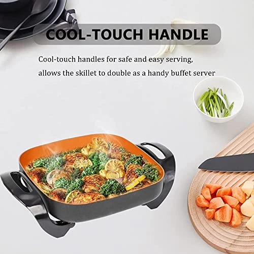 12 Inch Nonstick Electric Skillet - For Fry Bake Steam Simmer 5 12 Inch Nonstick Electric Skillet - For Fry Bake Steam Simmer - Image 3