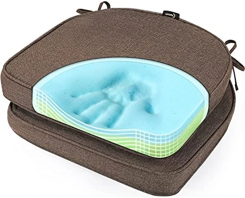 Gel Memory Foam Chair Cushions, FadeShield Water-, Stain-Resistant Durable Reversible Seat Cushion Pads With Ties For Indoor/Outdoor Kitchen Dining Office, 17"x16", Set Of 2, Heather Indigo 14 Gel Memory Foam Chair Cushions, FadeShield Water-, Stain-Resistant Durable Reversible Seat Cushion Pads With Ties For Indoor/Outdoor Kitchen Dining Office, 17"x16", Set Of 2, Heather Indigo - Image 12