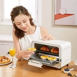 Mbj Bread Maker Electric Oven 10L Multifunctional Mini Oven Frying Pan Baking Machine Household Pizza Maker Fruit Barbecue Toaster Oven (Color : White, Size : AU)