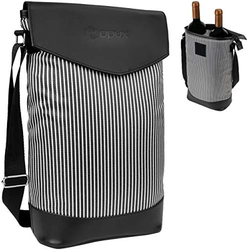 OPUX 2 Bottle Wine Carrier Tote | Insulated Leakproof Wine Cooler Bag For Travel Picnic BYOB | Padded Portable Wine Carrying Bag With Shoulder Strap, Wine Gifts - Charcoal Grey 13 OPUX 2 Bottle Wine Carrier Tote | Insulated Leakproof Wine Cooler Bag For Travel Picnic BYOB | Padded Portable Wine Carrying Bag With Shoulder Strap, Wine Gifts - Charcoal Grey - Image 11