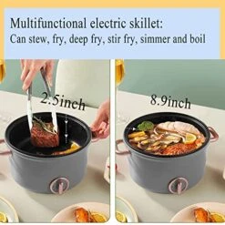 Electric Hot Pot Nonstick MultiFunction - 2.5L Portable With Dual Power Control, Grey, Nozaya -Wilton Shop 51xMXAueDLL