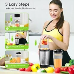 Bullet Blender For Shakes And Smoothies, Airpher 19 Pieces 850W Personal Smoothie Blender For Kitchen With Ice Tray, 2 * 17 Oz & 10 Oz To-Go Cups, BPA Free, Pulse Technology -Wilton Shop 51xObVLI4OL