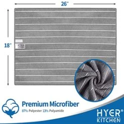 Microfiber Kitchen Towels, Stripe Designed, Super Soft And Absorbent Dish Towels, Pack Of 8, 18 X 26 Inch, Gray And White