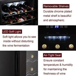 16 Bottle Compressor Wine Cooler Refrigerator, Electronic Wine Cabinet With Transparent Glass Door -Wilton Shop 51xRte9ttoL
