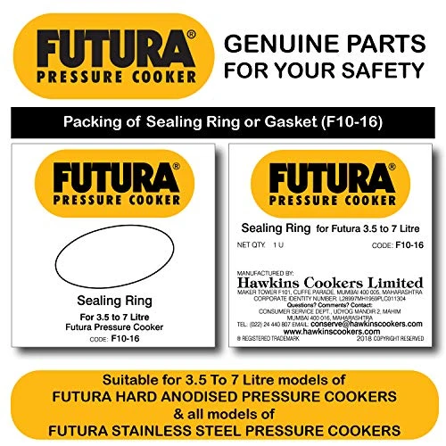 Awkins Futura Rubber Gasket For 4L- 7L Tall Pressure Cooker And 2 Units Of Futura Safety Valve (Black) 5 Awkins Futura Rubber Gasket For 4L- 7L Tall Pressure Cooker And 2 Units Of Futura Safety Valve (Black) - Image 3