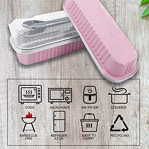 Mini Loaf Pans With Lids 50 Pack, 6.8oz Rectangle Aluminum Foil Baking Pans Tins Containers,Disposable Ramekins Baking Cups Muffin Tins Cupcake Cups For Mini Brownie Cake Bread Loaf -Pink 7 Mini Loaf Pans With Lids 50 Pack, 6.8oz Rectangle Aluminum Foil Baking Pans Tins Containers,Disposable Ramekins Baking Cups Muffin Tins Cupcake Cups For Mini Brownie Cake Bread Loaf -Pink - Image 5