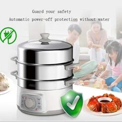 HYDZQ Home Electric Food Steamer Multifunctional Timing Steamer Power-of 3-Layer Large Capacity Seafood Steamer Cooker -Wilton Shop 51xW8cU3PvL