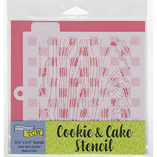 Ie Stencils For Decorating Or Airbrush, Food Safe Reusable Templates For Cakes, Cupcakes, Beverages And More, 10 Mil, 2 Pk, 5.5" X 5.5", Woodgrain/Checkerboard 3 Ie Stencils For Decorating Or Airbrush, Food Safe Reusable Templates For Cakes, Cupcakes, Beverages And More, 10 Mil, 2 Pk, 5.5" X 5.5", Woodgrain/Checkerboard