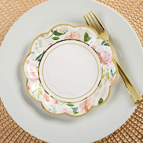 Pink Floral 7 In. Decorative Premium Paper Plates (350 GSM Weight -Set Of 16) - Perfect For Bridal Showers And Weddings, 8 Pink Floral 7 In. Decorative Premium Paper Plates (350 GSM Weight -Set Of 16) - Perfect For Bridal Showers And Weddings, - Image 6