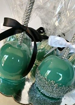 24 Pack Candy Apple Bamboo Sticks, Caramel Apple Wooden Bling Pointed Skewers,Food Sticks For Rice Krispy Treats Cookie Pops Brownies Homemade Corn Dogs With Glass Bag Glitter Ribbons Tie(Silver) -Wilton Shop 51xiAzVM6cL