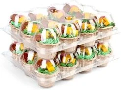 Dozen Cupcake Containers, Pack Of 12 Plastic Cupcake Boxes Bulk, 12 Compartment Holder With Detachable Lid, Disposable Muffin Carrier, Standard Size -Wilton Shop 51xilK5oHKL. AC
