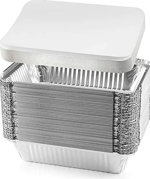 GENERIC Aluminum Pans With Lids (50-Pack, 8.5"×6") 2.25 LB; Disposable Roasting Takeaway Oven Baking With Lids; Best For Meal Prep 3 GENERIC Aluminum Pans With Lids (50-Pack, 8.5"×6") 2.25 LB; Disposable Roasting Takeaway Oven Baking With Lids; Best For Meal Prep
