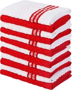 12 Pack Kitchen Towels, 15 X 25 Inches Cotton Dish Towels, Tea Towels And Bar Towels (Red)