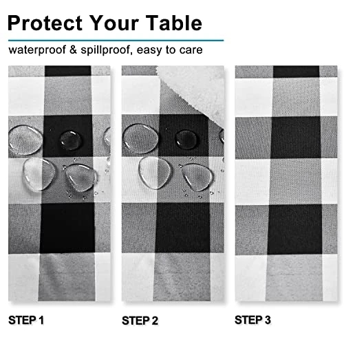 60 X 120 Inch Checkered Tablecloth Rectangle - Stain Resistant, Spillproof And Washable Gingham Table Cloth For Outdoor Picnic, Kitchen And Holiday Dinner, Black And White 5 60 X 120 Inch Checkered Tablecloth Rectangle - Stain Resistant, Spillproof And Washable Gingham Table Cloth For Outdoor Picnic, Kitchen And Holiday Dinner, Black And White - Image 3