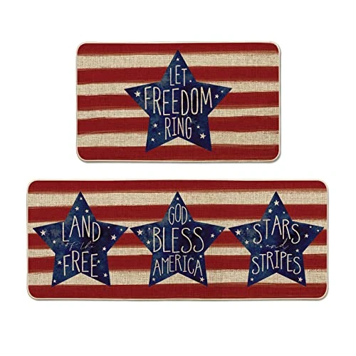 Artoid Mode Stripes Let Freedom Ring Kitchen Mats Set Of 2, 4th Of July Patriotic Liberty Decorations For Home Kitchen - 17x29 And 17x47 Inch 3 Artoid Mode Stripes Let Freedom Ring Kitchen Mats Set Of 2, 4th Of July Patriotic Liberty Decorations For Home Kitchen - 17x29 And 17x47 Inch