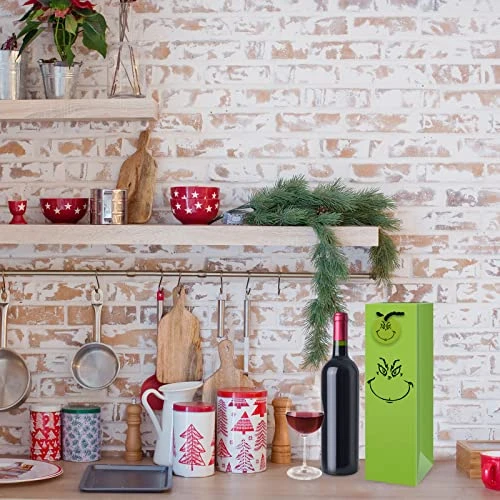 12Pcs Christmas Wine Bottle Gift Bags Green Cartoon Character Bottle Bag With Name Tags Xmas Paper Wine Bag With Handle For Winter Wedding Party Favor Hostess Gift Home Table Decoration 5 12Pcs Christmas Wine Bottle Gift Bags Green Cartoon Character Bottle Bag With Name Tags Xmas Paper Wine Bag With Handle For Winter Wedding Party Favor Hostess Gift Home Table Decoration - Image 3