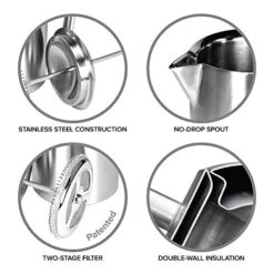 Double-Walled Stainless-Steel French Press Coffee Maker, Polished, 17 Ounces 19 Double-Walled Stainless-Steel French Press Coffee Maker, Polished, 17 Ounces -Wilton Shop 51yBrqoCBwL