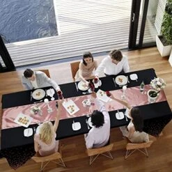 6 Pack Satin Sequin Table Runner, 6 Pack Tablecloth Set 12x108 Inch Smooth Table Runner 54x108 Inch Plastic Table Cover For Party Birthday Wedding Decor, Black And Rose Gold 17 6 Pack Satin Sequin Table Runner, 6 Pack Tablecloth Set 12x108 Inch Smooth Table Runner 54x108 Inch Plastic Table Cover For Party Birthday Wedding Decor, Black And Rose Gold -Wilton Shop 51yCEs6KyJL