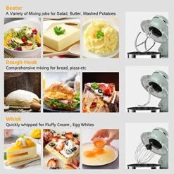 3-IN-1 Electric Stand Mixer, 660W 10-Speed With Pulse Button, Attachments Include 6.5QT Bowl, Dough Hook, Beater, Whisk For Most Home Cooks, Morandi Green -Wilton Shop 51yCI8uDC7L