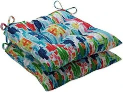 Outdoor/Indoor Abstract Reflections Chair Pads, 2 Count (Pack Of 1), Blue -Wilton Shop 51yJFIJATpL. AC