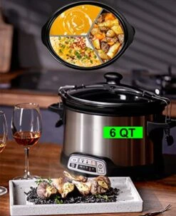 3-in-1 Silicone Slow Cooker Dividers Set 3 Pc Fit 6-Quart Crock Pots & Hamilton Beach, Reusable/Non-Stick/Leakproof/BPA Free/Dishwasher Safe/Kitchen Accessories (Grey) -Wilton Shop 51yMtsgn59L