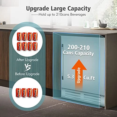 24 Inch Beverage Refrigerator Cooler,Stainless Steel Wide Refrigerator For 210 Cans,Fit Perfectly For 24" Space Built-in Counter Or Freestanding With Powerful And Quiet Cooling System 4 24 Inch Beverage Refrigerator Cooler,Stainless Steel Wide Refrigerator For 210 Cans,Fit Perfectly For 24" Space Built-in Counter Or Freestanding With Powerful And Quiet Cooling System - Image 2