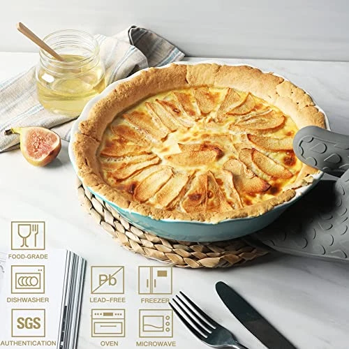 Ceramic Pie Pan For Baking, 10 Inches Round Baking Dish For Dinner, Non-Stick Pie Plate With Soft Wave Edge For Apple Pie, Pumpkin Pie, Pot Pies (White) 6 Ceramic Pie Pan For Baking, 10 Inches Round Baking Dish For Dinner, Non-Stick Pie Plate With Soft Wave Edge For Apple Pie, Pumpkin Pie, Pot Pies (White) - Image 4