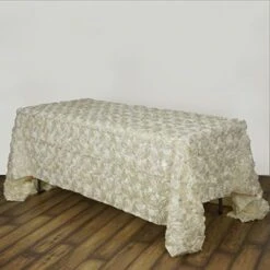 90x156 Blush Satin Raised Rosettes Rectangle Tablecloth Wedding Party Dining Room Table Linens -Wilton Shop 51yiPUgJNzL. AC