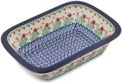 9¾-inch Rectangular Baker Made By Ceramika Artystyczna (Evergreen Wreath Theme) + Certificate Of Authenticity (Babcia's Garden)