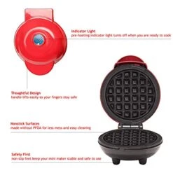 Mini Waffle Maker Portable Grill Machine+ Electric Round Griddle,for Waffles,Paninis,Gourmet Burgers,Sandwiches,egg And More,with Non-Stick,Red -Wilton Shop 51yrPz5wcAL