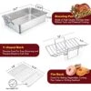 Roasting Pan With Rack Set, E-far 14 Inch Stainless Steel Turkey Roaster With V Rack & Baking Rack For Oven Broiling Cooking Chicken Deep Lasagna, Heavy Duty & Dishwasher Safe - Small 1 Roasting Pan With Rack Set, E-far 14 Inch Stainless Steel Turkey Roaster With V Rack & Baking Rack For Oven Broiling Cooking Chicken Deep Lasagna, Heavy Duty & Dishwasher Safe - Small -Wilton Shop 51yrpqfhiEL