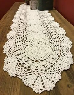 Janef White Handmade Crochet Cotton Table Runner Lace Doilies Doily Oval Dresser Scarves,11.8 By 35 Inches. 18 Janef White Handmade Crochet Cotton Table Runner Lace Doilies Doily Oval Dresser Scarves,11.8 By 35 Inches. -Wilton Shop 51ytQkZUezL