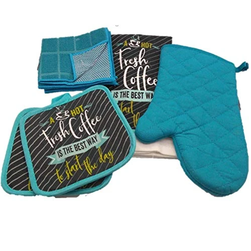 Coffee Kitchen Decor - Oven Mitts - Towel Linen Set (6 Pc) A Hot Fresh Coffee Is The Best Way To Start The Day - Kitchen Towel Potholders Scrubber Dishcloths Oven Mitt - Kitchen Decorations 3 Coffee Kitchen Decor - Oven Mitts - Towel Linen Set (6 Pc) A Hot Fresh Coffee Is The Best Way To Start The Day - Kitchen Towel Potholders Scrubber Dishcloths Oven Mitt - Kitchen Decorations