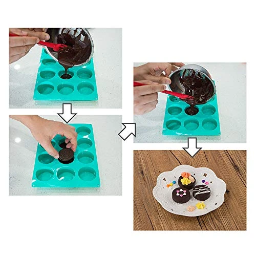 Chocolate Cookie Mold, Silicone Baking Molds For Round Cylinder Candy Jello Cake Chocolate Covered Sandwich Cookies, Handmade Resin Mini Soap, Pack Of 2 6 Chocolate Cookie Mold, Silicone Baking Molds For Round Cylinder Candy Jello Cake Chocolate Covered Sandwich Cookies, Handmade Resin Mini Soap, Pack Of 2 - Image 4