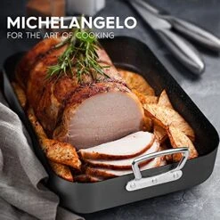 Roasting Pan With Rack, Hard Anodized Turkey Roaster Pan, Large Turkey Roasting Pan For Oven, Nonstick Rectangular Roaster Pan With Rack, 16 Inch X 12 Inch -Wilton Shop 51z8uR9JTbL