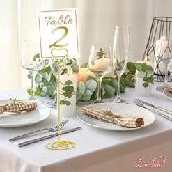 16pcs Place Card Holders, 8.75 Inches Tall Table Number Holders, Gold Picture Holder For Tables With Heart Shaped Clip For Wedding, Photos, Food Signs, Memo Notes, Restaurant, Birthday -Wilton Shop 51zEUyS0MnL