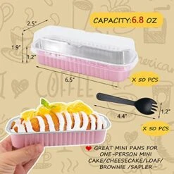 Mini Loaf Pans With Lids 50 Pack, 6.8oz Rectangle Aluminum Foil Baking Pans Tins Containers,Disposable Ramekins Baking Cups Muffin Tins Cupcake Cups For Mini Brownie Cake Bread Loaf -Pink 19 Mini Loaf Pans With Lids 50 Pack, 6.8oz Rectangle Aluminum Foil Baking Pans Tins Containers,Disposable Ramekins Baking Cups Muffin Tins Cupcake Cups For Mini Brownie Cake Bread Loaf -Pink -Wilton Shop 51zIdy8tVyL