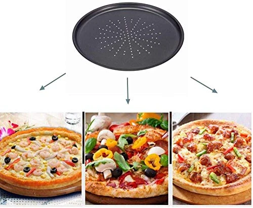 Pizza Pan With Holes,Nonstick Carbon Steel Round Bakeware,Oven Pizza Baking Supplies For Home Kitchen,2-Piece (9&13inch) 7 Pizza Pan With Holes,Nonstick Carbon Steel Round Bakeware,Oven Pizza Baking Supplies For Home Kitchen,2-Piece (9&13inch) - Image 5